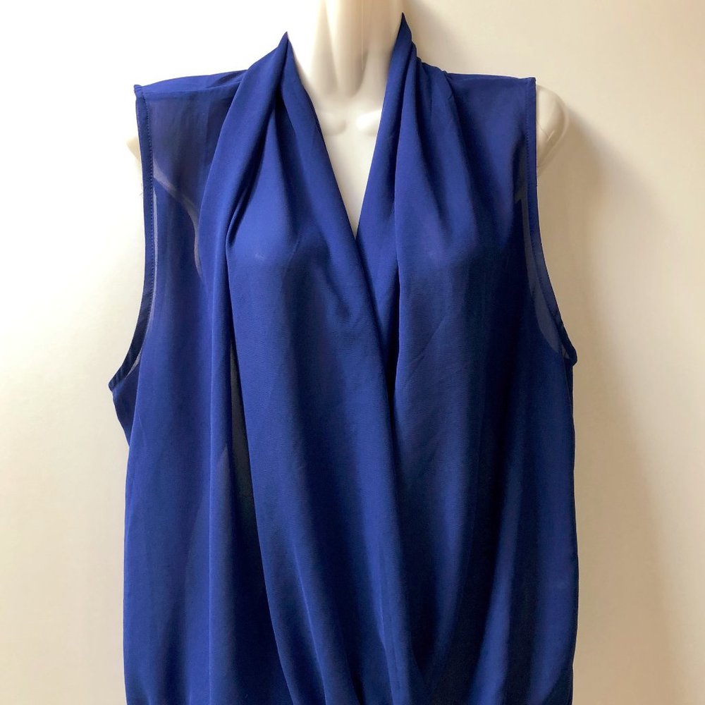 Deep V neck mesh sleeveless top
